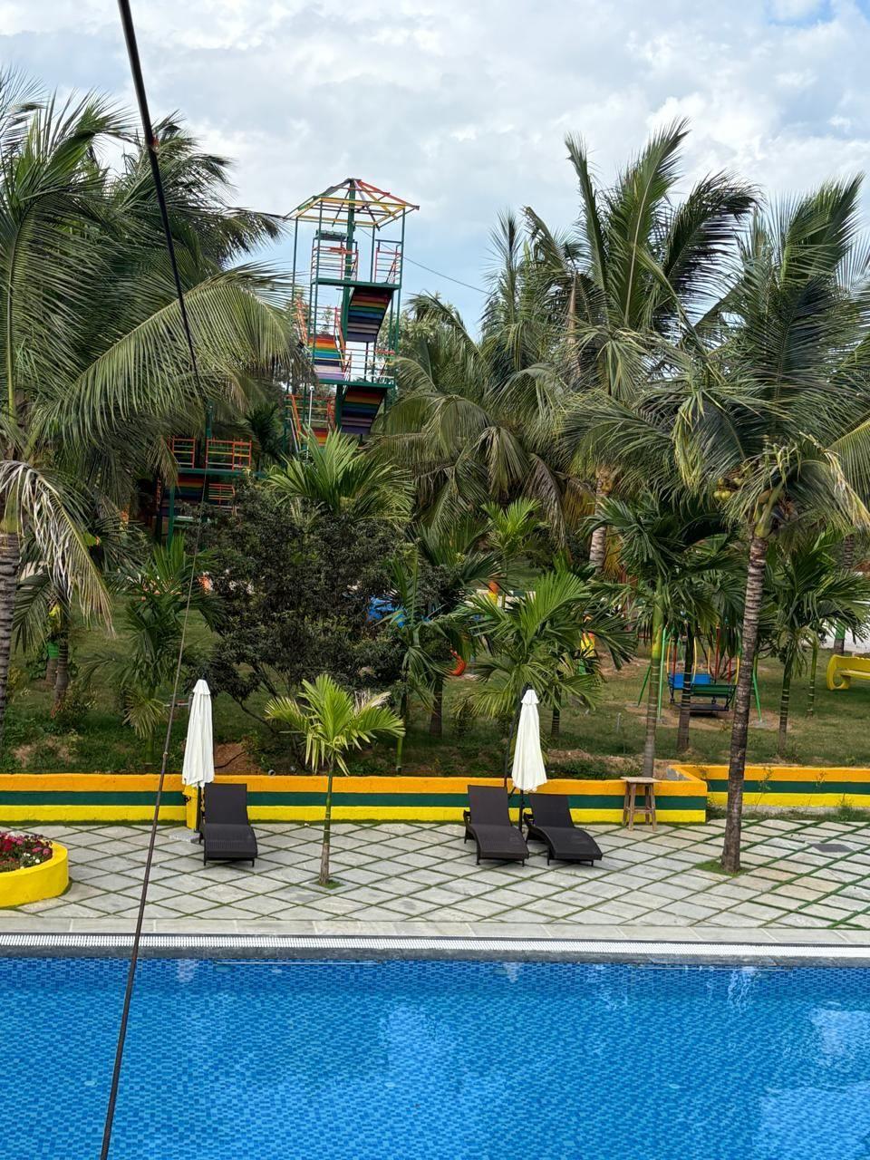 Pool with tower